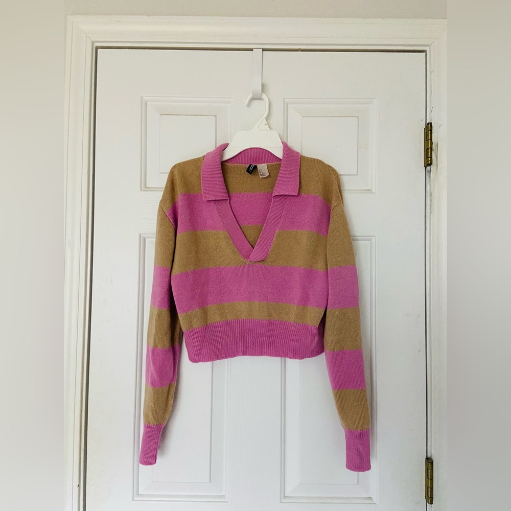 MOVING SALE - H&M striped knit collar top ✰ autumn // fall // preppy